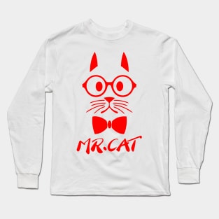 Red Mr Cat Long Sleeve T-Shirt